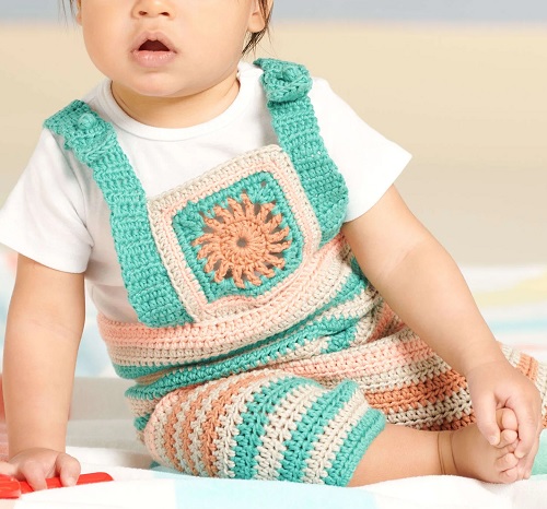 Free Bernat Crochet Summer Playtime Baby Romper Pattern