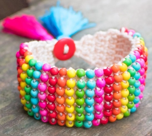 CROCHET BOHO BEAD BRACELET