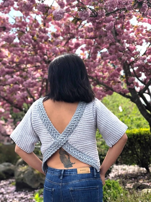 Crochet Tshirt Top With A Criss Cross Back