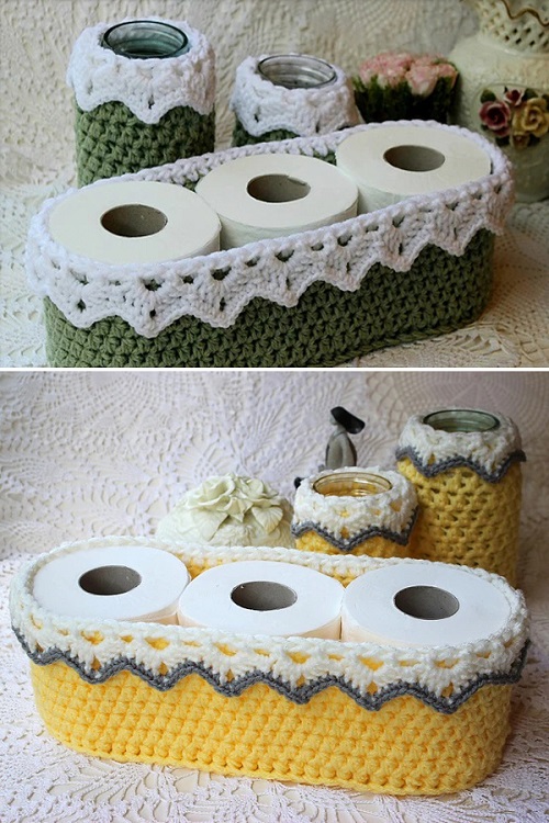 Toilet Paper Roll Basket Free Crochet Patterns 1