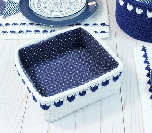 Square Nautical-Themed Napkin Holder Basket
