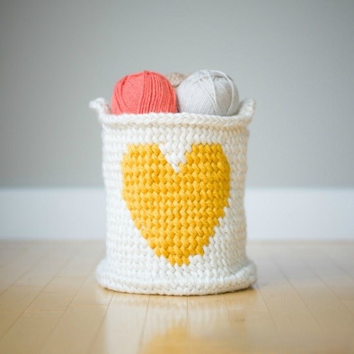 Crochet Heart Basket