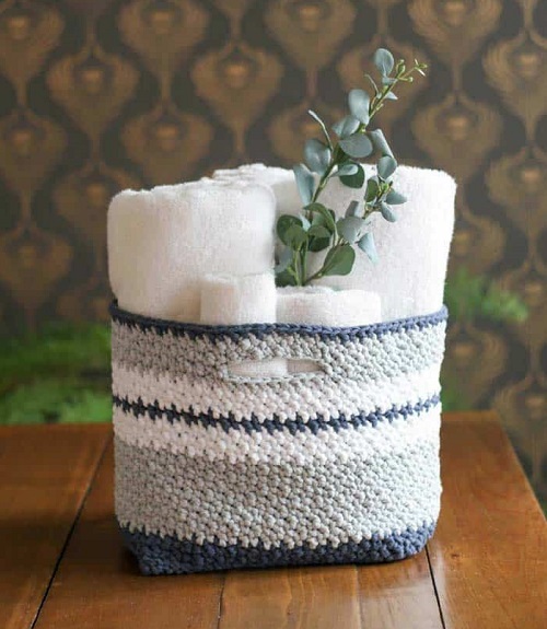 Quick and Easy Bathroom Storage Basket Crochet Pattern