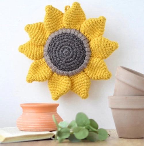 Crochet Sunflower Home Decor Free Patterns 1