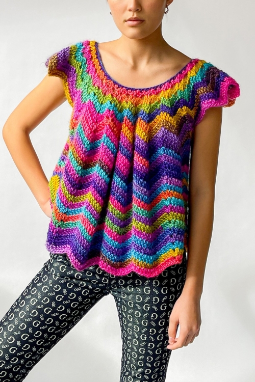 Rainbow Crochet Ruffle Top