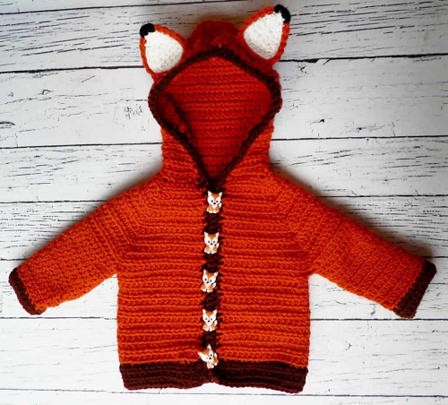 Fox Baby Crochet Cardigan