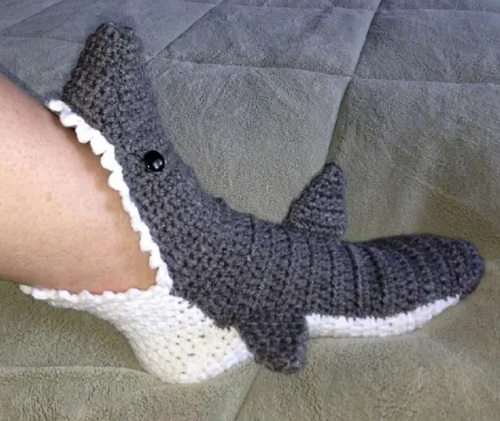 crochet shark slippers