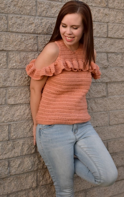 Cold Shoulder Top With Ruffles