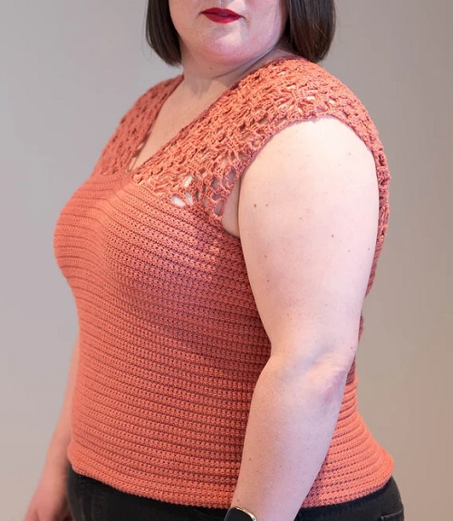 Crochet V-Neck Lace Top Free Patterns 2