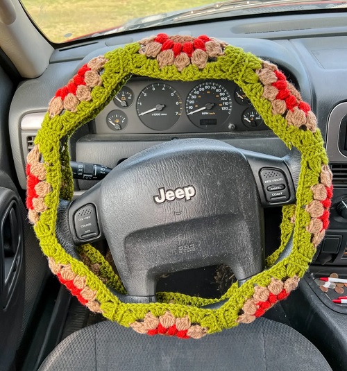 Retro Granny Square Steering Wheel Cover Crochet Pattern