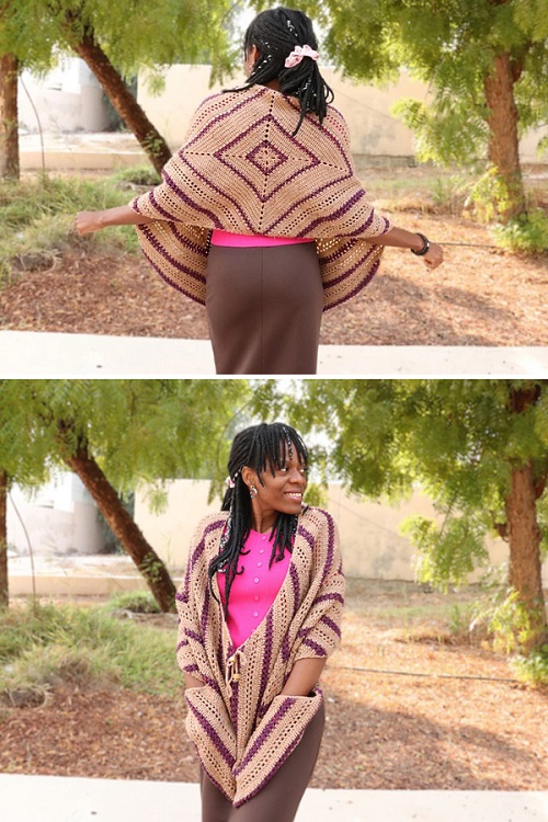 Square in a Wrap Pocket Shawl