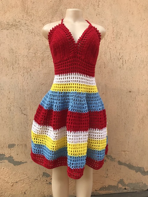 crochet skater round dress