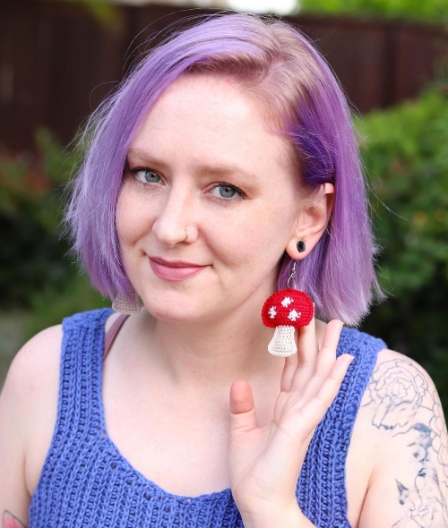 Crochet Mushroom Earrings Free Pattern