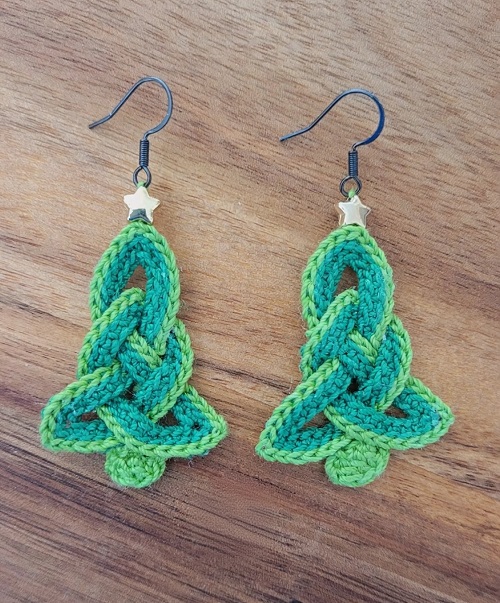 Celtic Christmas Crochet Earrings