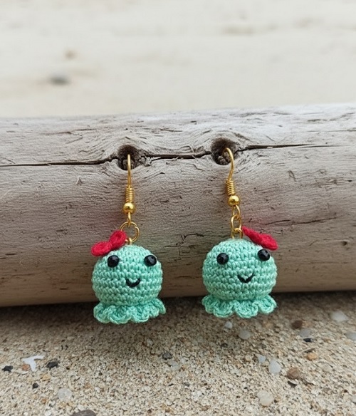 Cute Mini Octopus Crochet Earrings