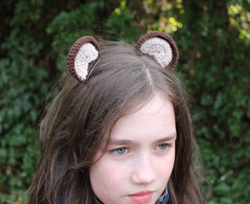 Crochet Bear Ear Hair Clip