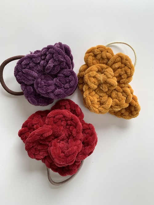 Crochet Rose Hair Tie