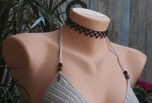Simple Black Lace Crocheted Choker