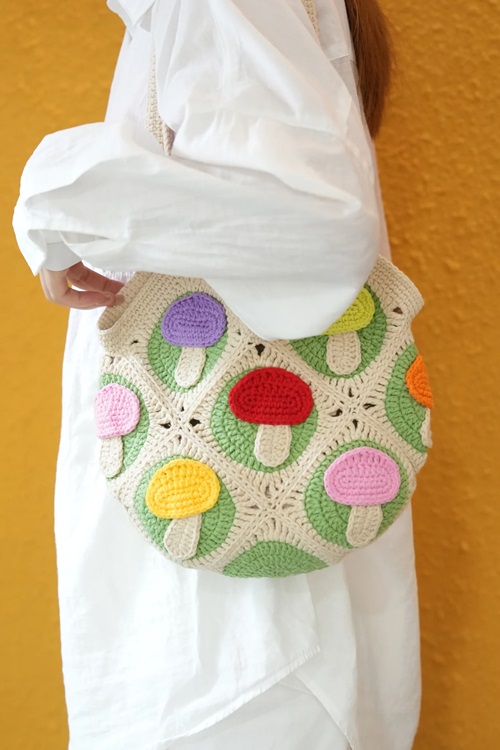 Mushroom Tote Bag Free Crochet Pattern