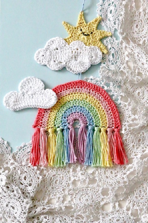 Rainbow Wall Hanging Free Crochet Patterns 1