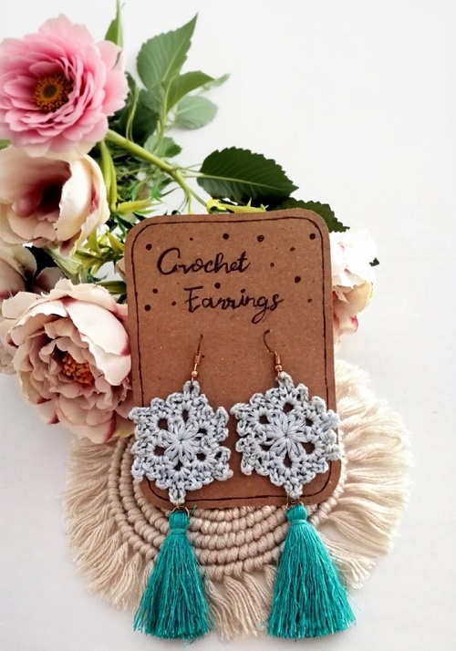 Crochet Snowflake Earrings