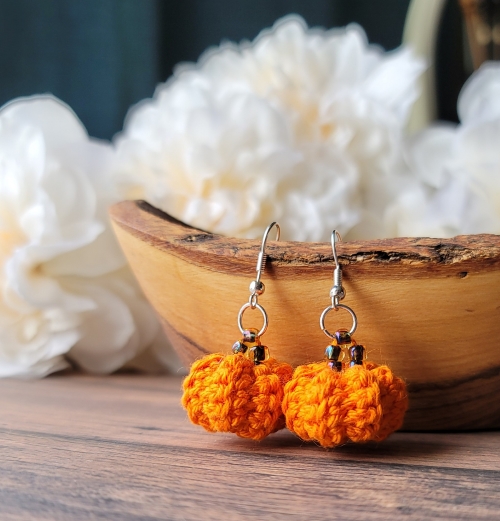Crochet Pumpkin Earrings Free Pattern