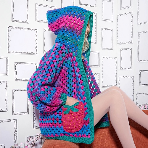 Strawberry Patch Crochet Hexi Cardigan