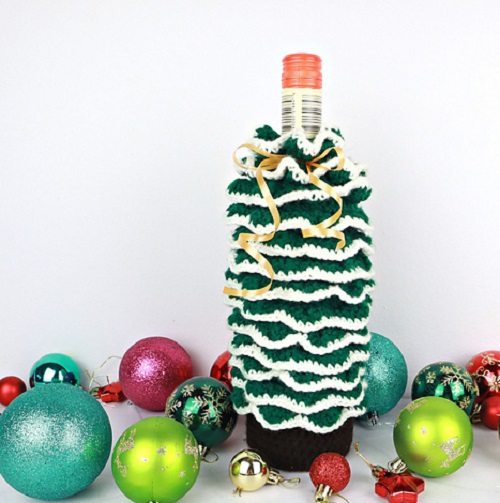Christmas Tree Wine Cozy