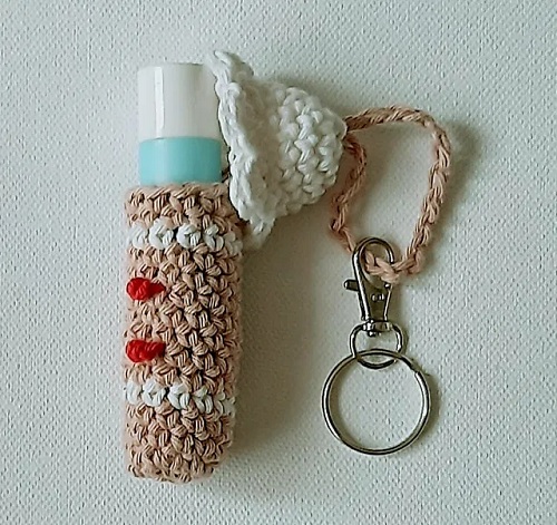 Gingerbread Man Lip Balm Holder Keychain