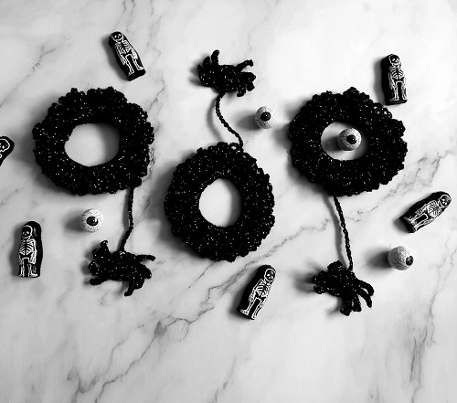 Halloween Accessory Hair Srunchie Spiderweb with small spider crocheted