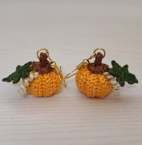 Crochet Super Detailed Pumpkin Earrings for Fall