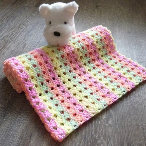 Colorful Variegated Yarn Stroller Blanket