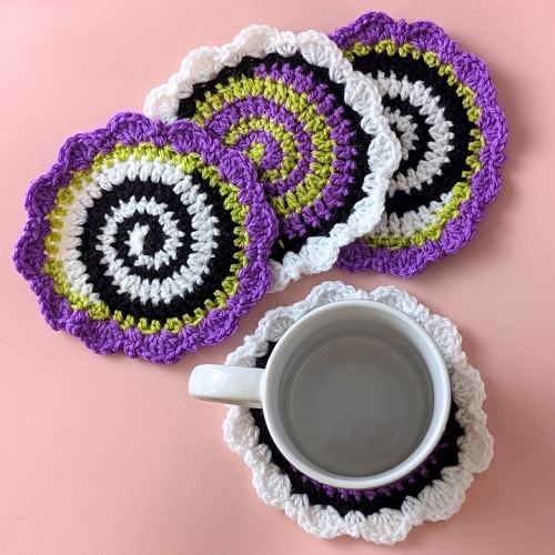Spooky Spirals Halloween Crochet Coaster