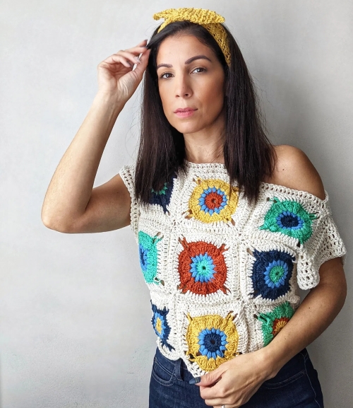 Sundrop Flower Crochet Top