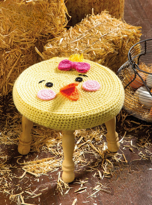 Crochet Chick Stool Cover Pattern