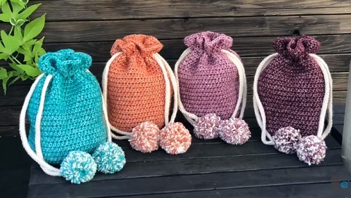 Crochet Drawstring Bag 5