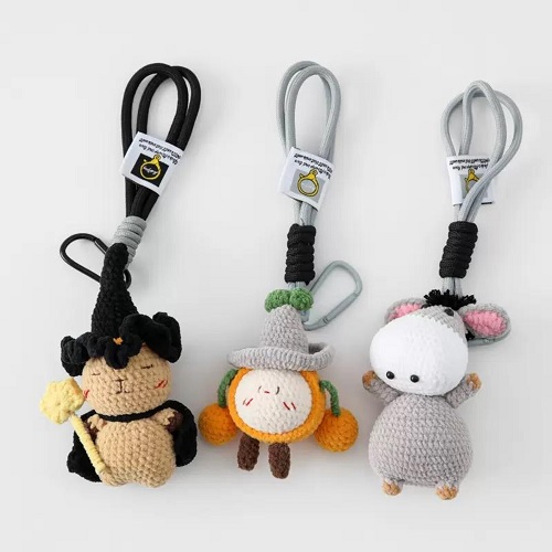 Handmade Crochet Halloween Witch Doll Keychain