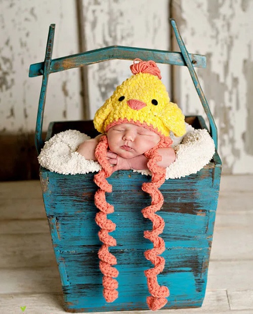 Cute Crochet Newborn Easter Chicken Hat