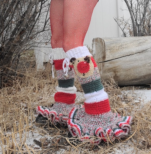 Pattern crochet leg warmers christmas
