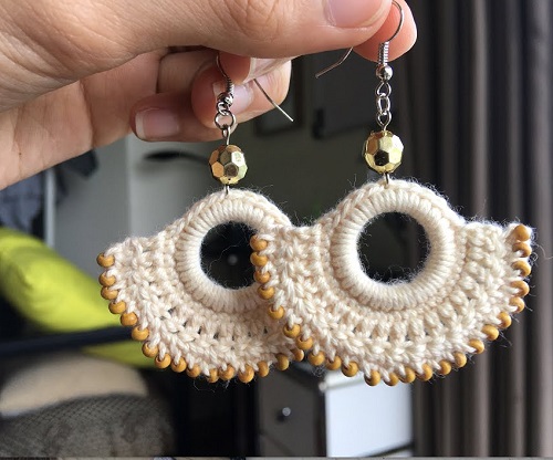 DIY Fan-shaped Crochet Summer earrings
