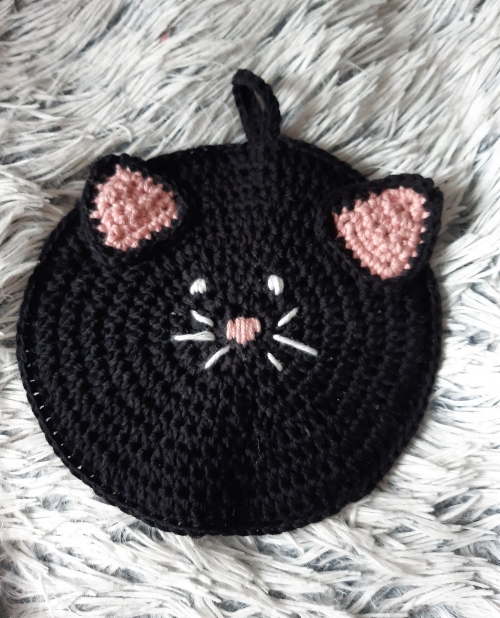 Crochet Black Cat Potholder