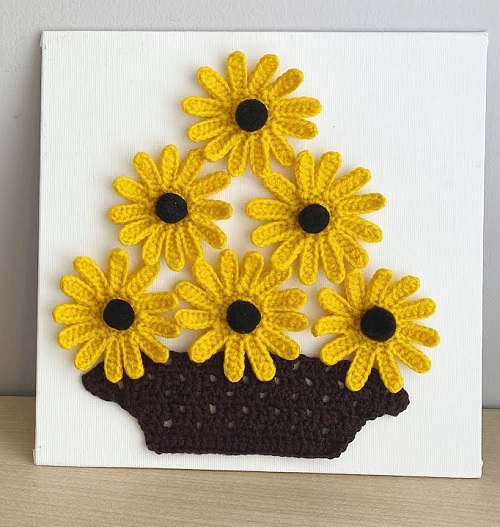 crochet sunflower wall art