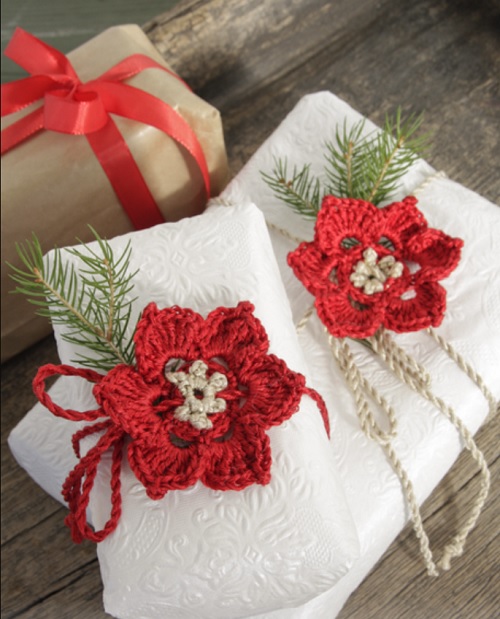 Crochet Poinsettia Home Decor Free Patterns