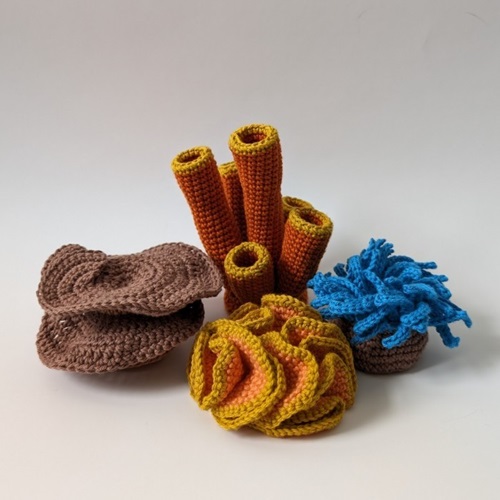 Brain Coral, Tube Sponge, Sea Anemone, and Table Coral Crochet Pattern
