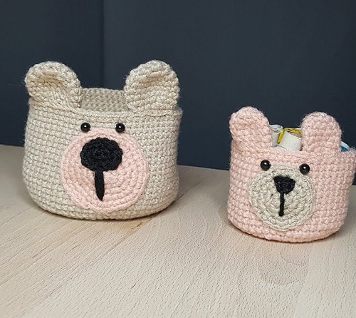 Crocheted Mini Bear Basket