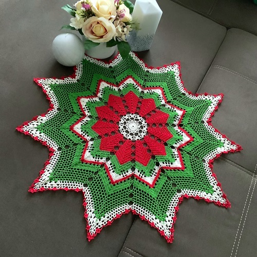 80s Inspired Vintage Poinsettia Crochet Doily