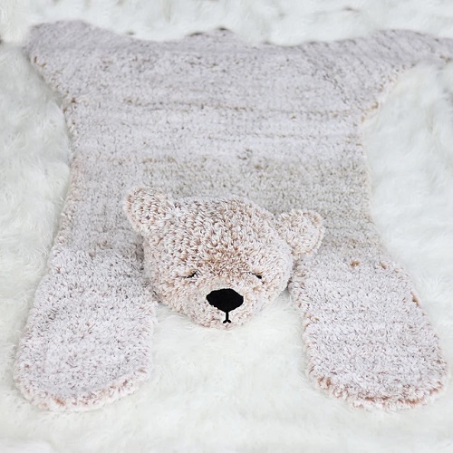 Furry Crochet Bear Play Rug