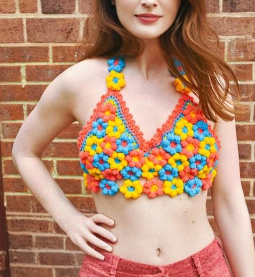 top Crochet Floral Bralette Free Patterns