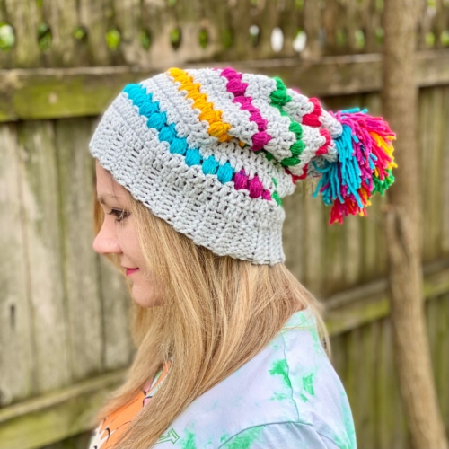 Rainbow Slouchy Hat Crochet Pattern