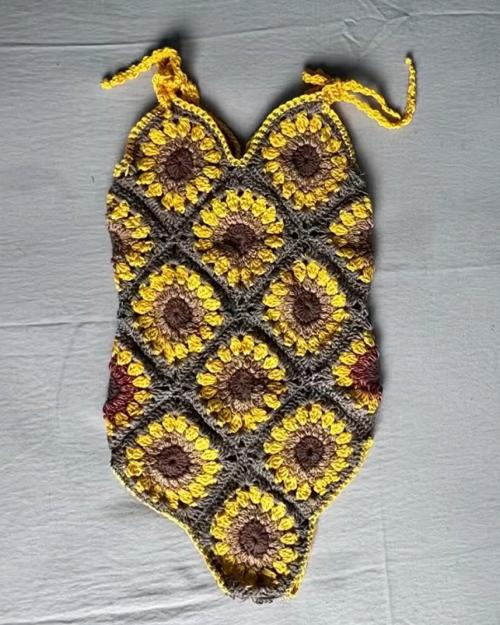 Crochet sunflower Romper